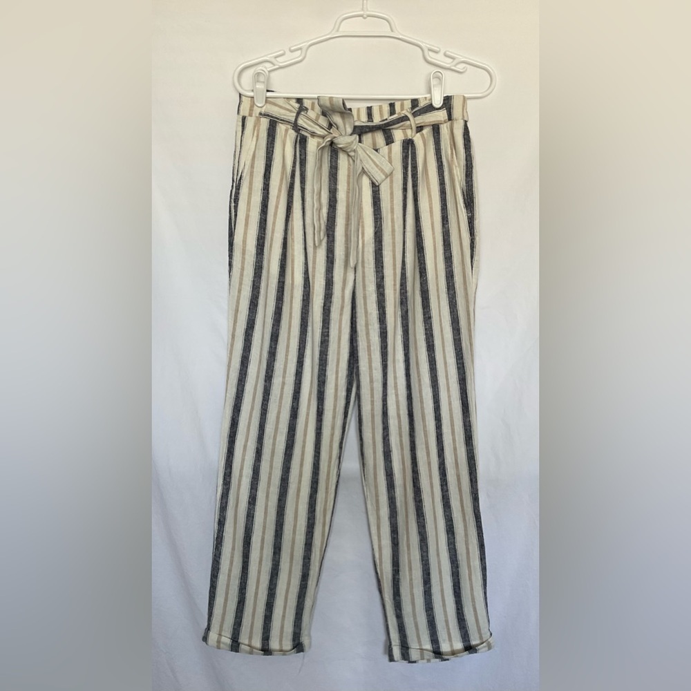 Love Tree Black and White Track Pants with Vertical Stripes